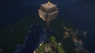 An AFK box made high above the rest of the farm (Image via Mojang)